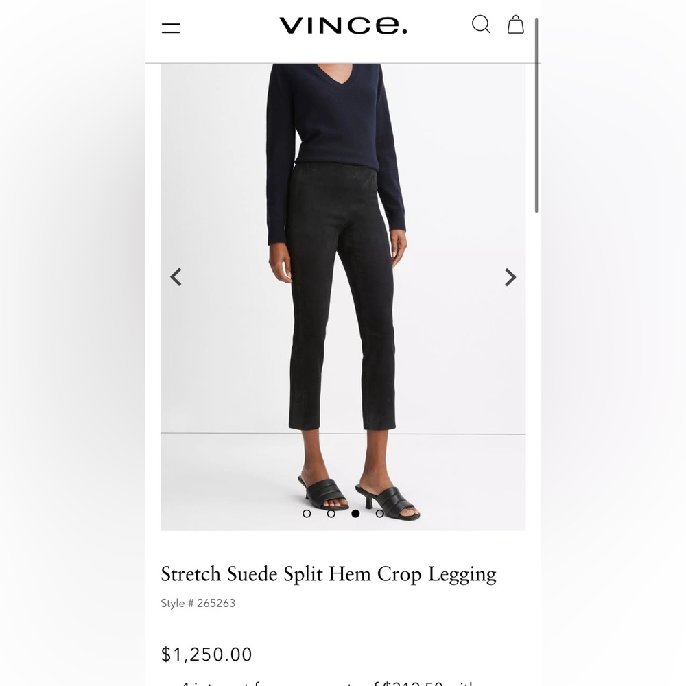 Vince Stretch Suede Split Hem Crop Legging pants
